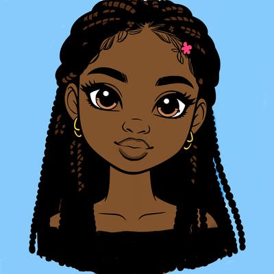 a realistic black girl with braids