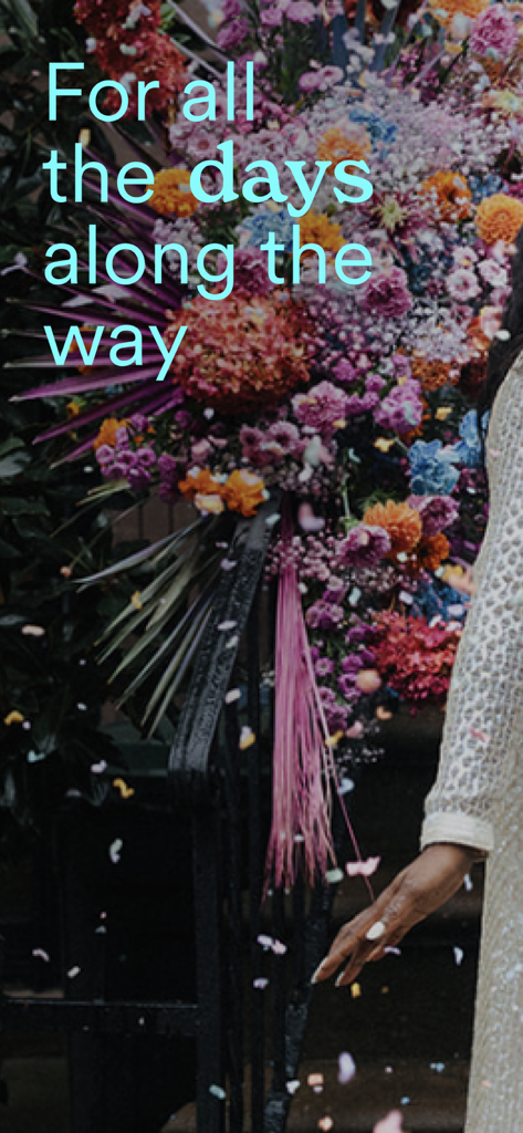 Zola - Wedding Planner - Colorful wedding bouquet with confetti and the text For all the days along the way