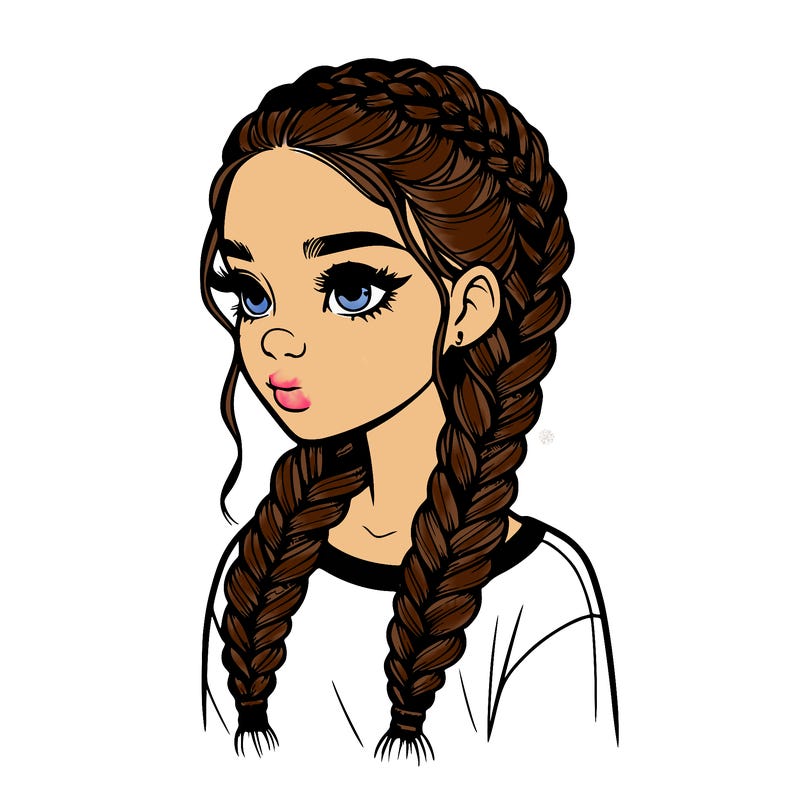 realistic girl with braids