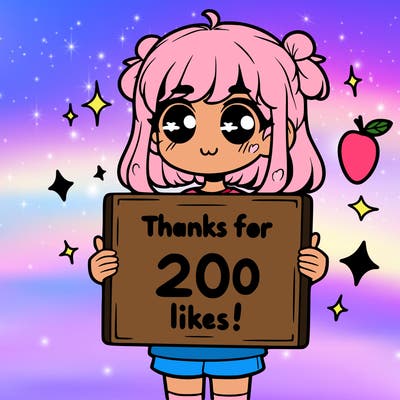 girl holding sign that says thanks for 200 likes!