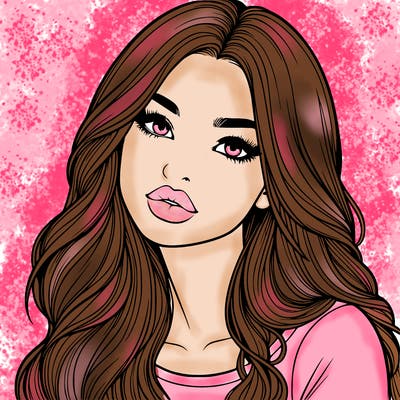 realistic girl with hair on her hair and lips