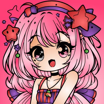 cute anime girl with star accessories