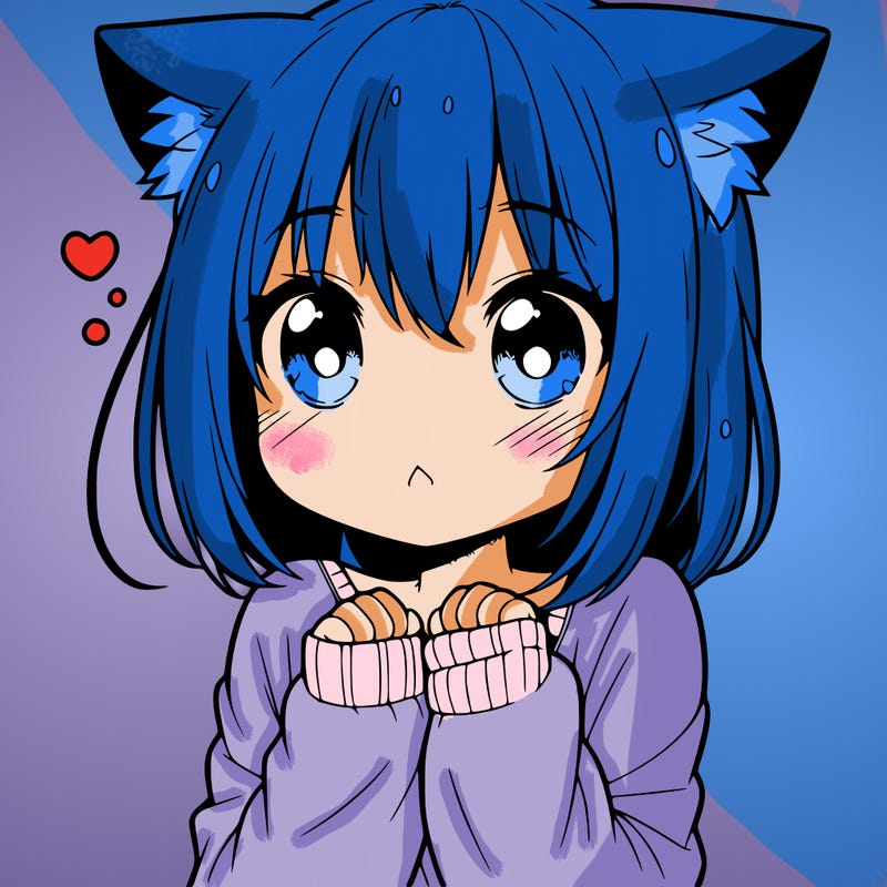 shy anime catgirl