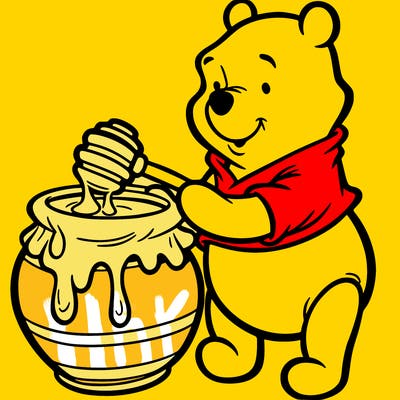 pooh bear with honey