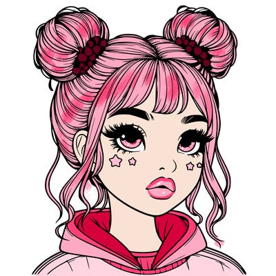 realistic girl with space buns