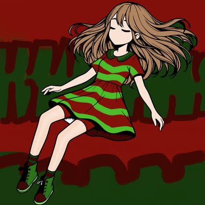 realistic girl floating