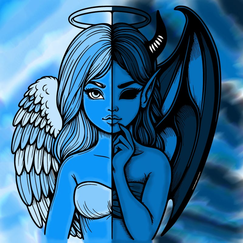 realistic angel half demon