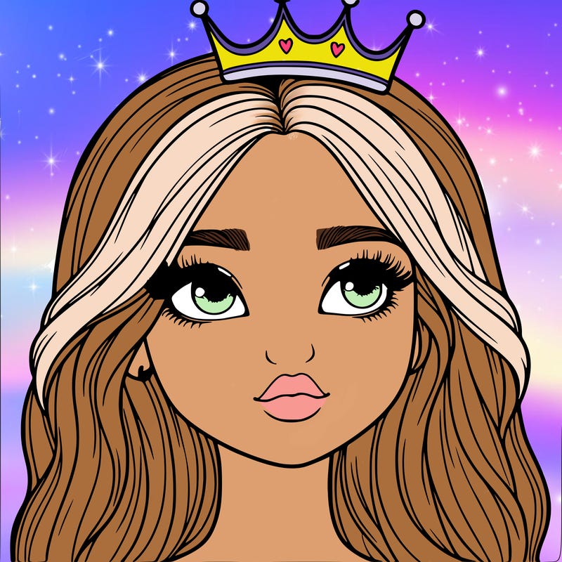 a realistic girl with a crown on