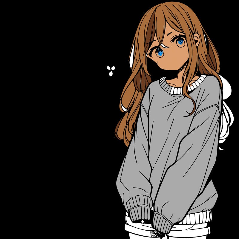manga teen girl  in a sweater and baggy pants