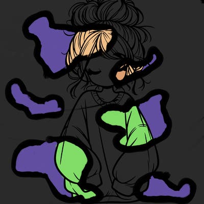 girl with baggy sweatshirt and messy bun