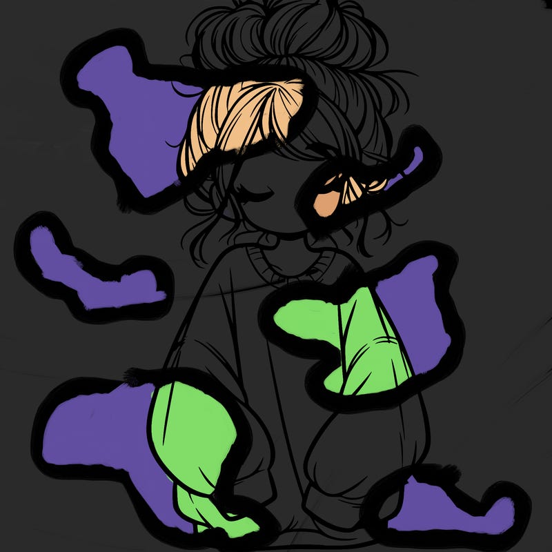 girl with baggy sweatshirt and messy bun