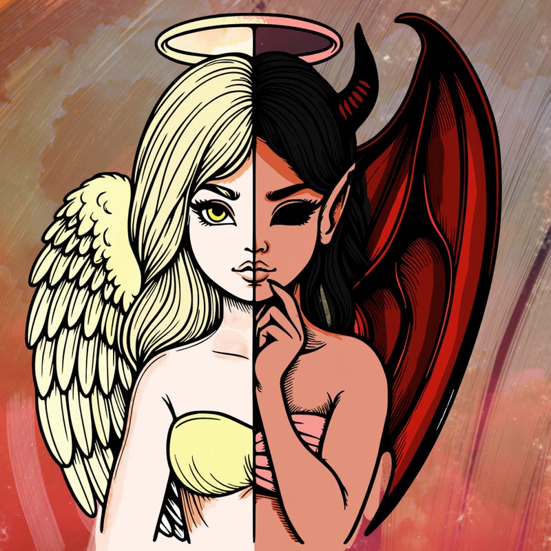 realistic angel half demon