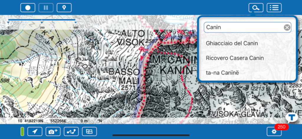 TABACCOmapp - Detailed topographic hiking map and search feature in the TABACCOmapp app