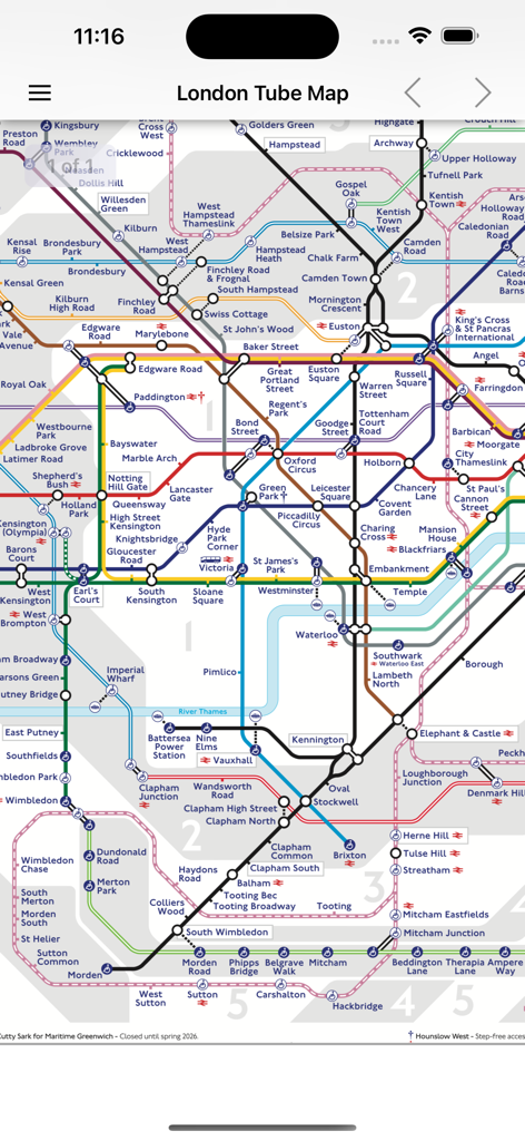 Mapa oficial del Metro de Londres con estaciones y líneas