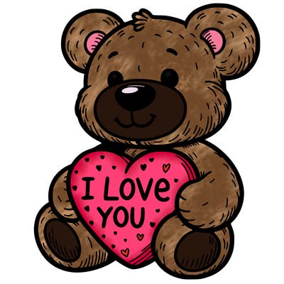 teddy bear holding an i love you heart
