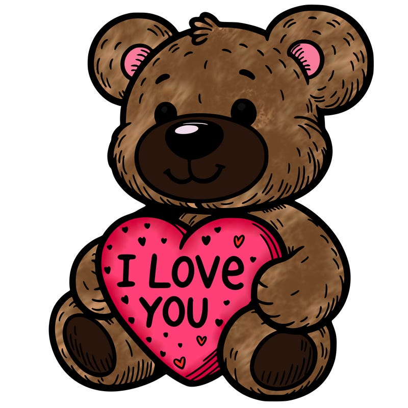 teddy bear holding an i love you heart