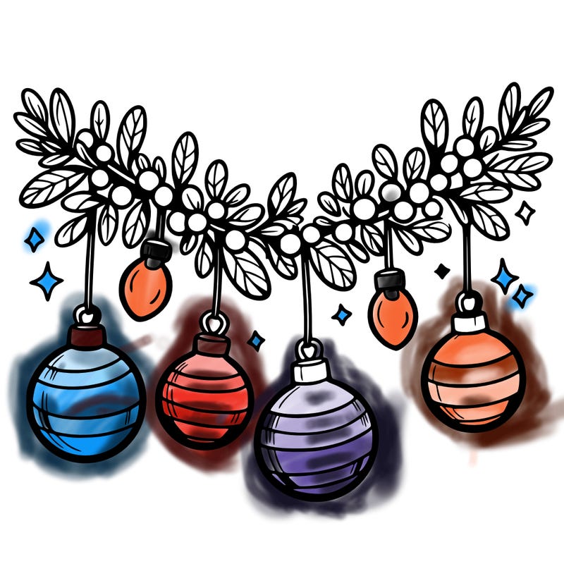 christmas garland with big bulbs