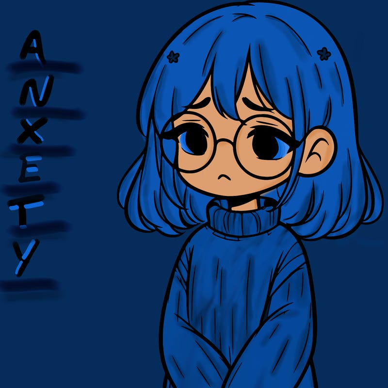 sad girl with glasses in a sweater