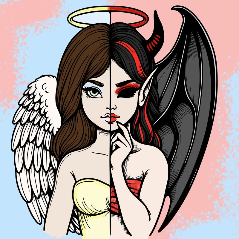 realistic angel half demon