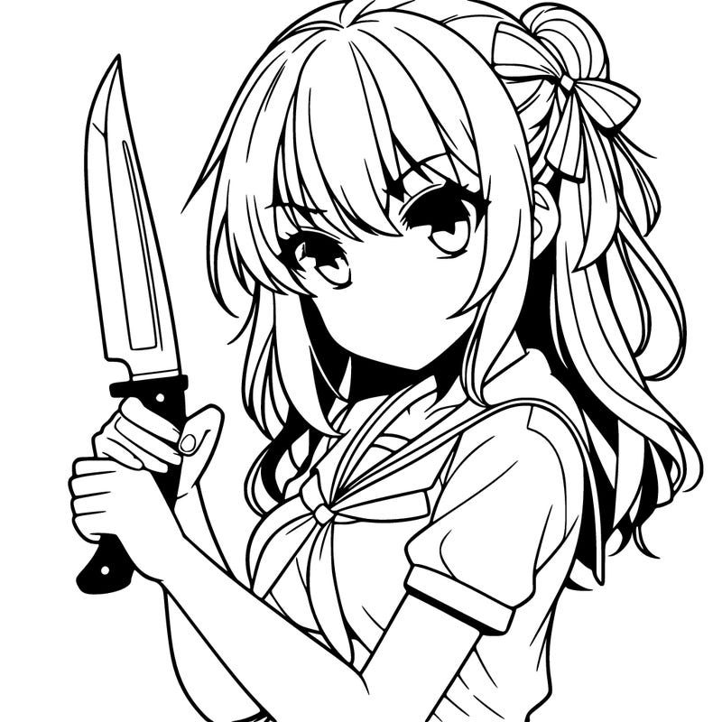 girl holding a knife anime