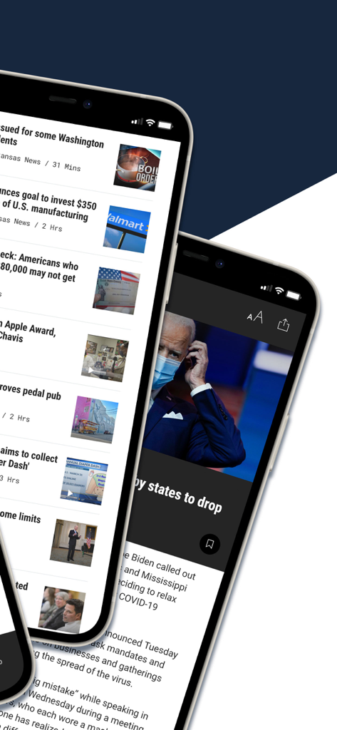The KNWA and FOX24 news app interface showing local headlines and a news article