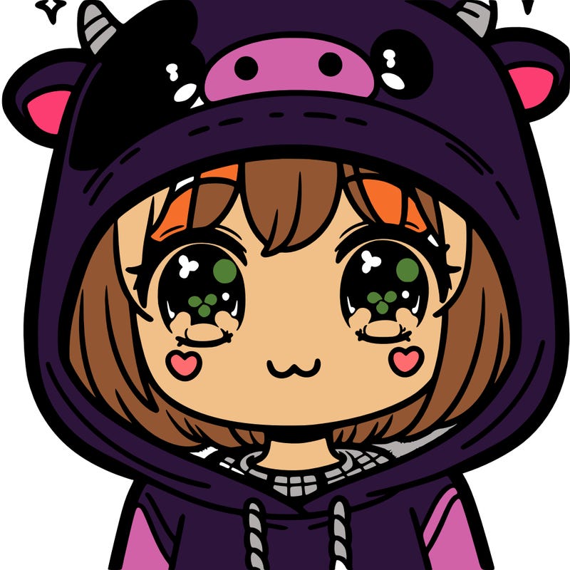 kawaii girl with cow hoodie
