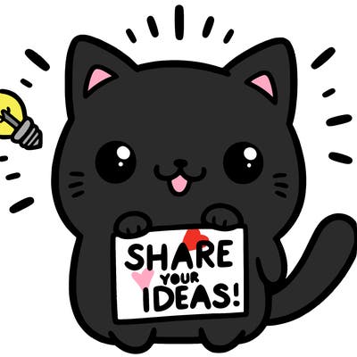 a cute cat saying share your ideas