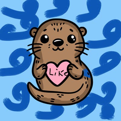 otter with a heart