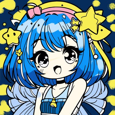 cute anime girl with star accessories