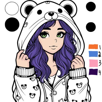 realistic girl in a animal pjs hoodie