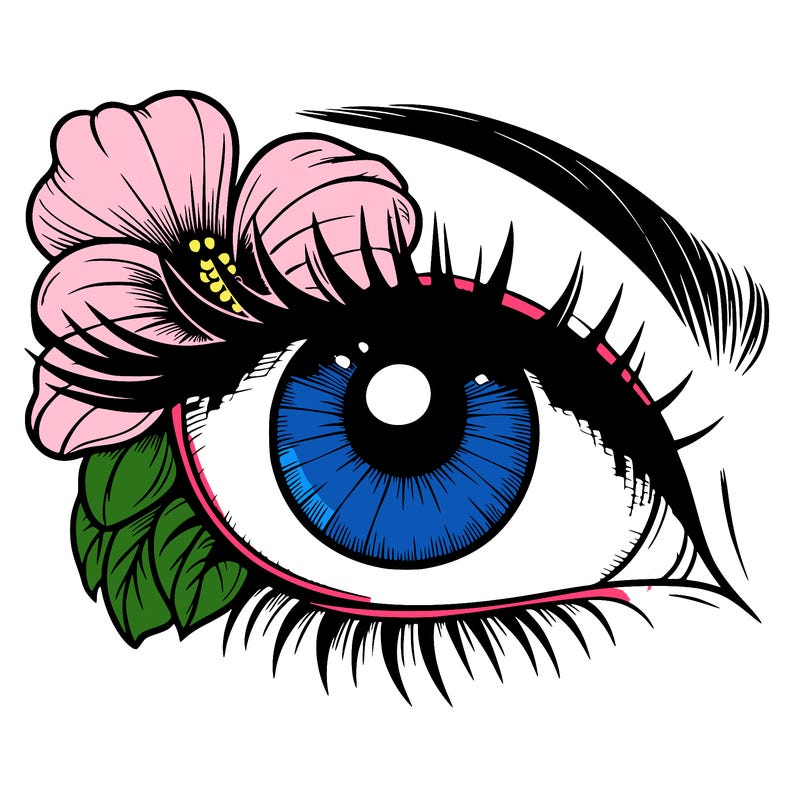 realistic eye with flower
