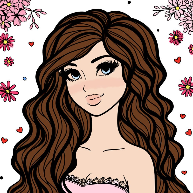 pretty woman with long wavy hair