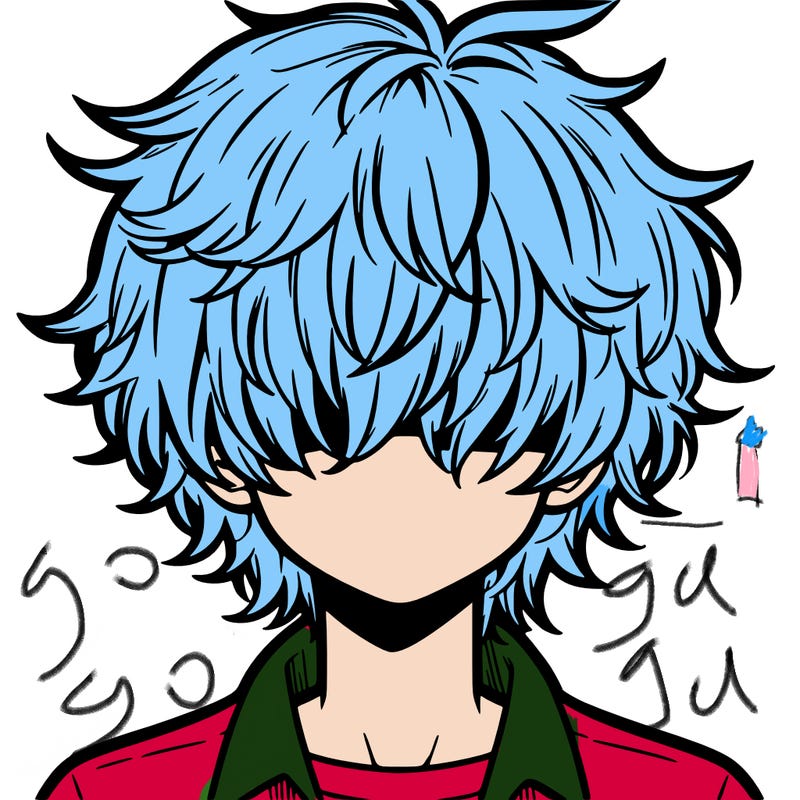 manga boy fluffy hair covering his eyes