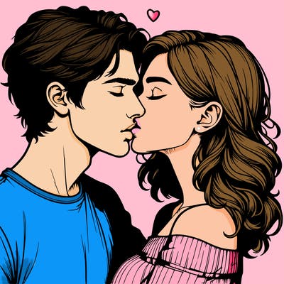 realistic couple kissing