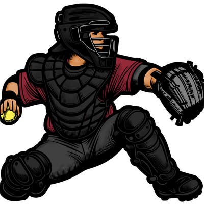 softballl catcher realistic