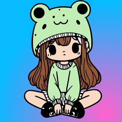 a girl wearing a frog hat and some frog socks