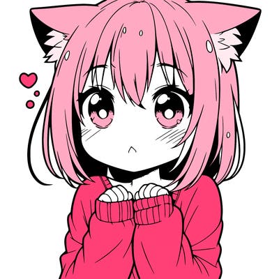 shy anime catgirl
