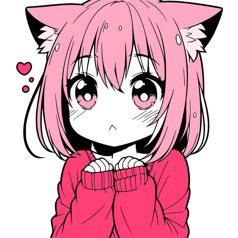 shy anime catgirl