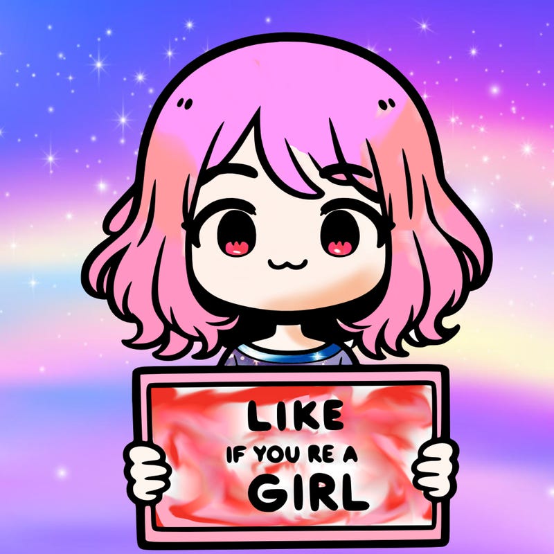 a cute girl holding a sign that says like if you’re a girl