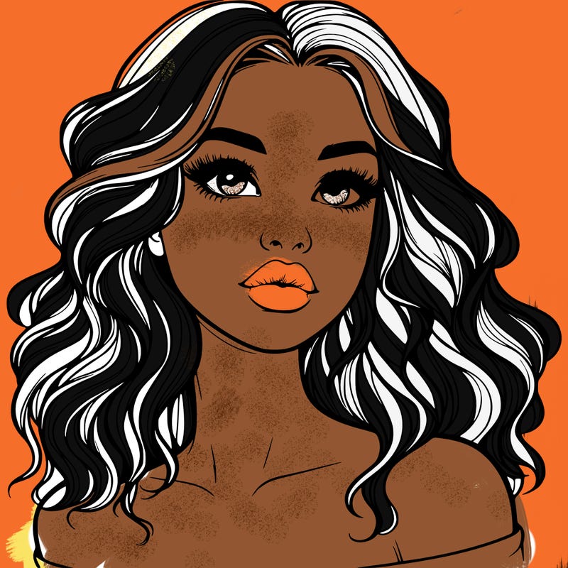 realistic girl with wavy hair and lips