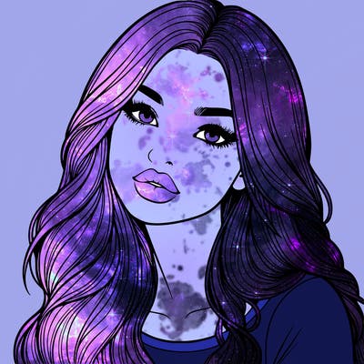 realistic girl with hair on her hair and lips