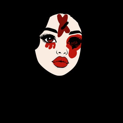 realistic girl with wavy hair and lips