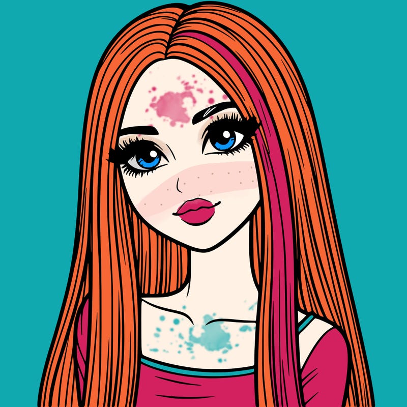 realistic girl with straight and long hair