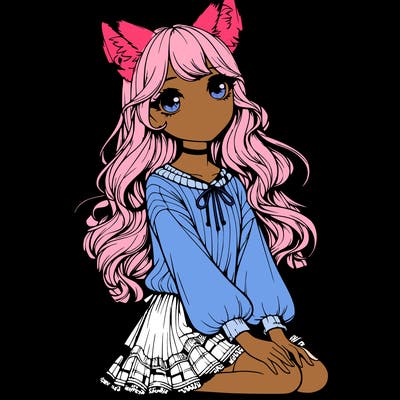 realistic girl with fox ears and tail