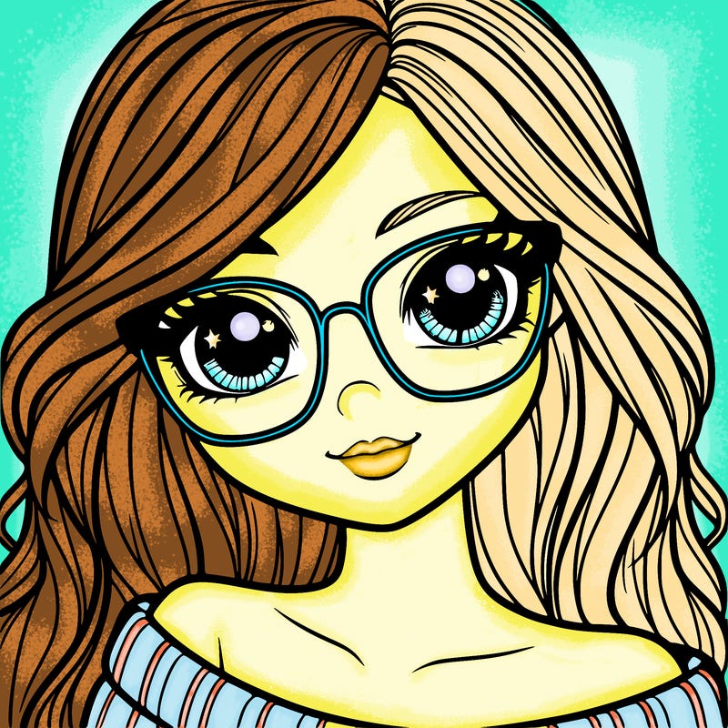 girl with beautiful eyes, hair, and glasses