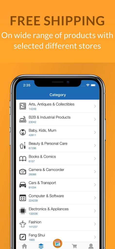 Lelong.my - Shop and Save - Lelong.my mobile app interface showing a list of shopping categories like electronics fashion and collectibles