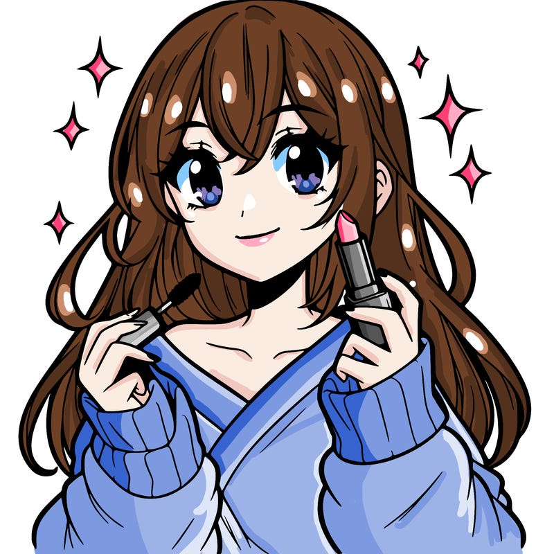 anime girl holding lipstick