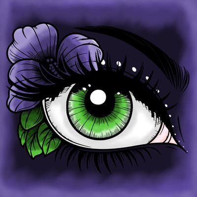 realistic eye with flower