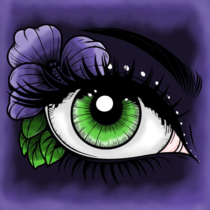 realistic eye with flower