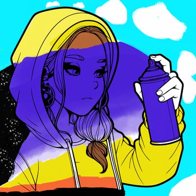 a realistic girl, spray painting